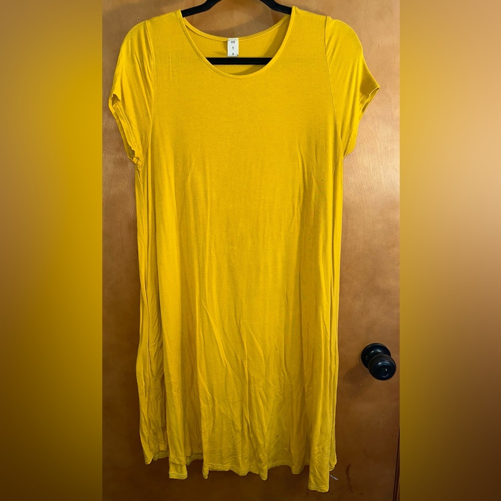 Boutique Swing Dress Fall Mustard Yellow